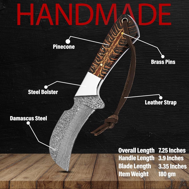 BE BREAK EDGE Handmade 1095 Steel Lineman’s Hawkbill knife with Leather sheath, Heavy Duty Utility Knife blade Electrician Wire Skinning knife for professional. - Image 3